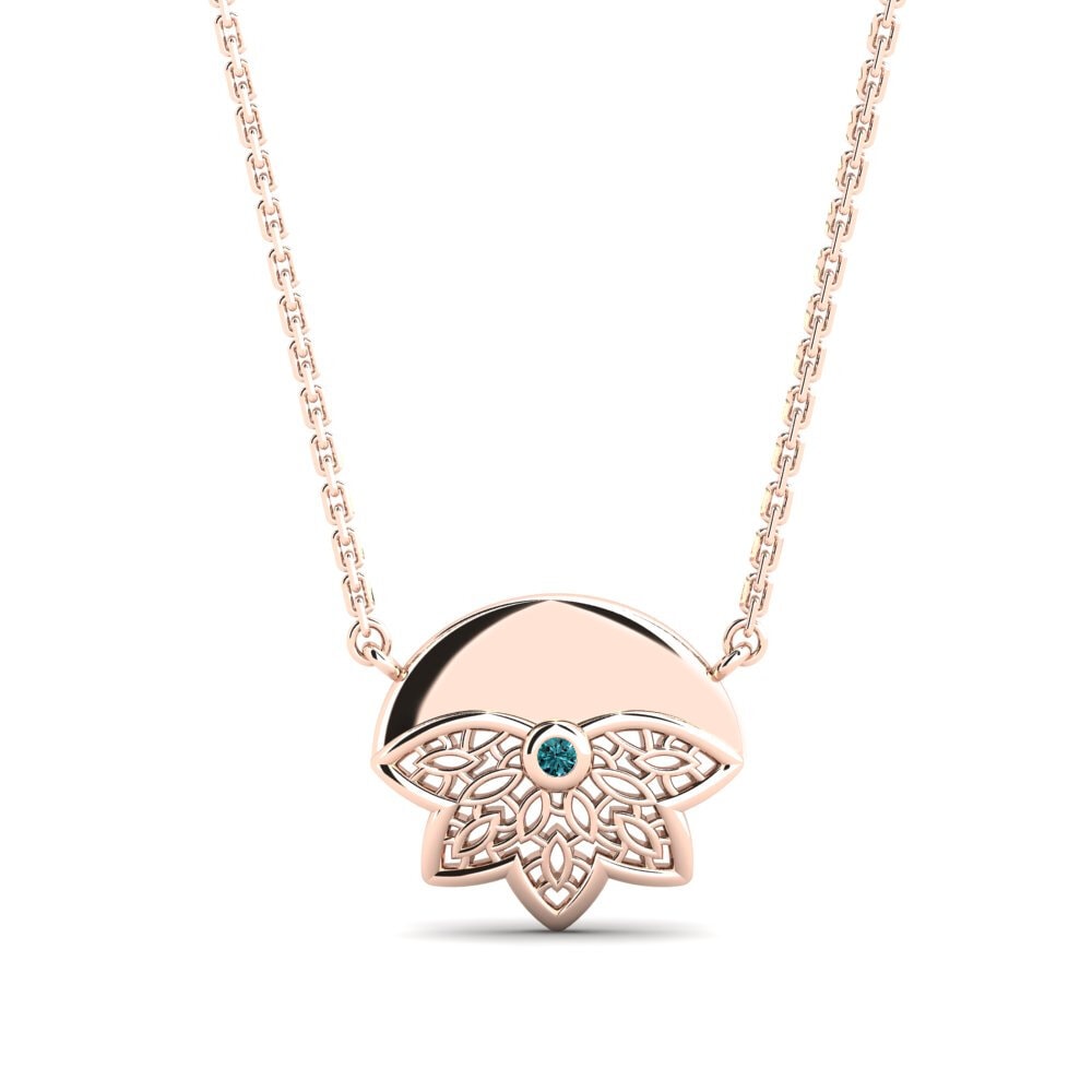 14ct Rose Gold Blue Diamond Women's Necklace Fleminggatan