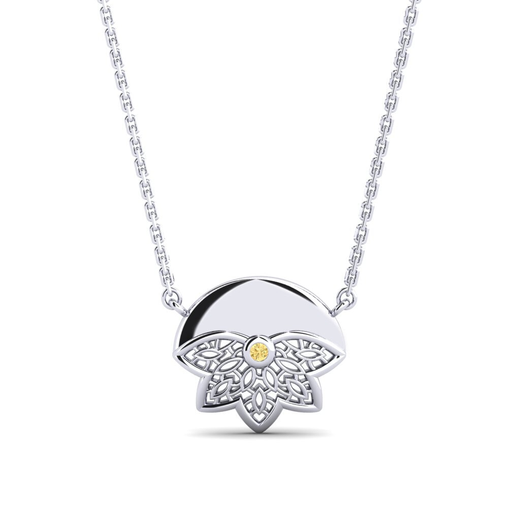 18ct White Gold Yellow Diamond Women's Necklace Fleminggatan