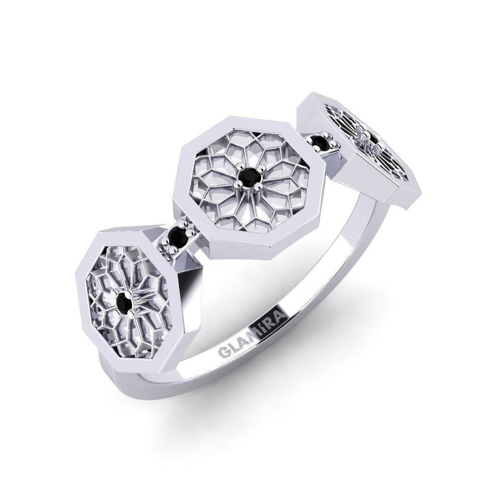 14ct White Gold Black Onyx Ring Hachimantai