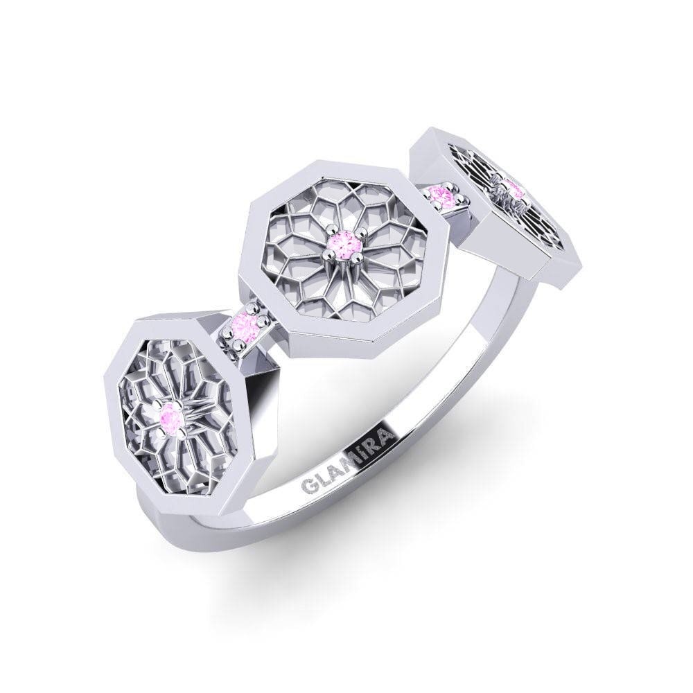 14ct White Gold Pink Sapphire Ring Hachimantai