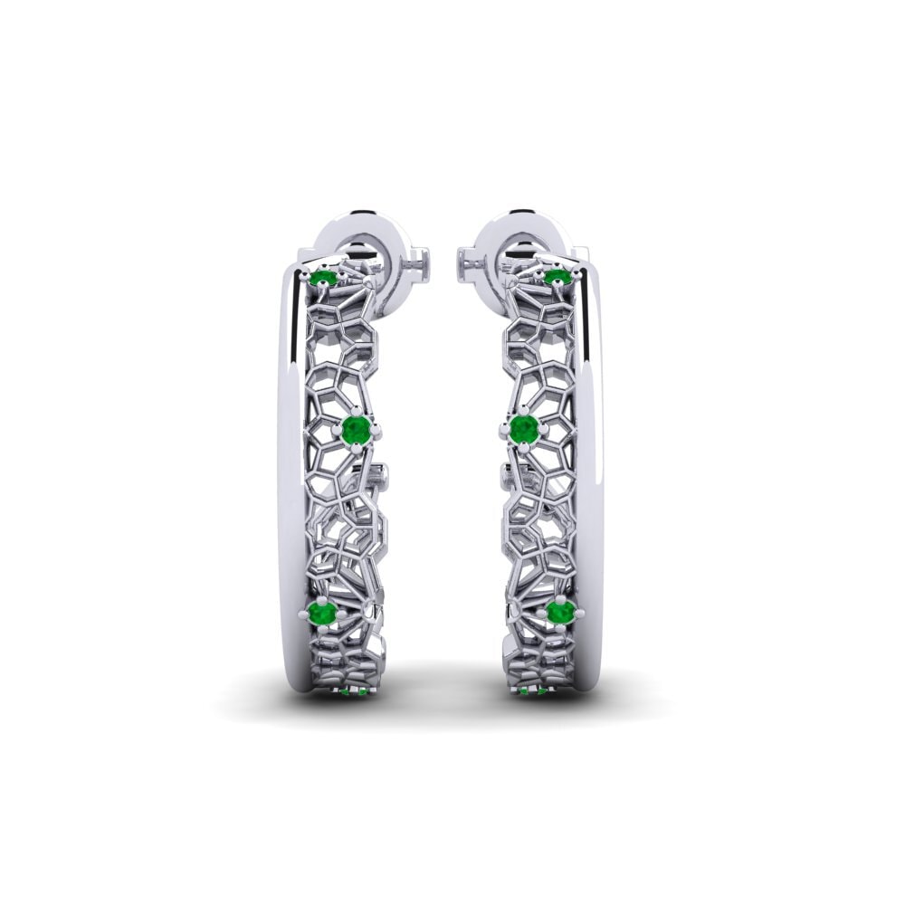 Plata 925 Esmeralda Pendiente de mujer Hakusan