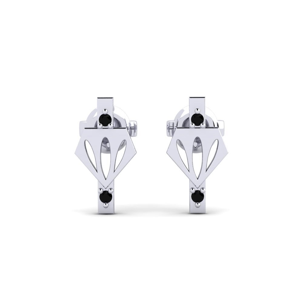 Plata 925 Diamante Negro Pendiente de mujer Hiji