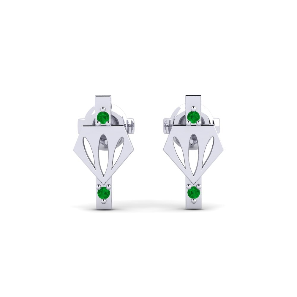 Plata 925 Esmeralda Pendiente de mujer Hiji