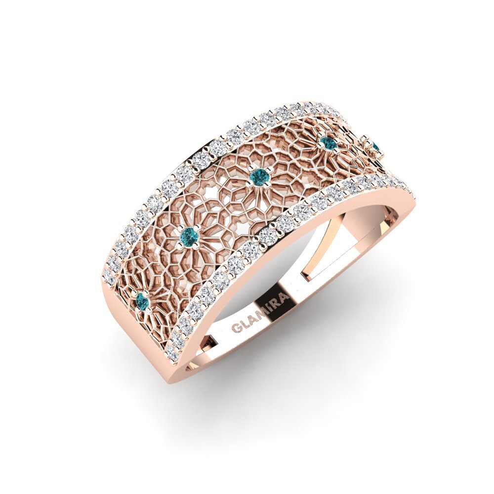 14ct Rose Gold Blue Diamond Ring Hiragatake