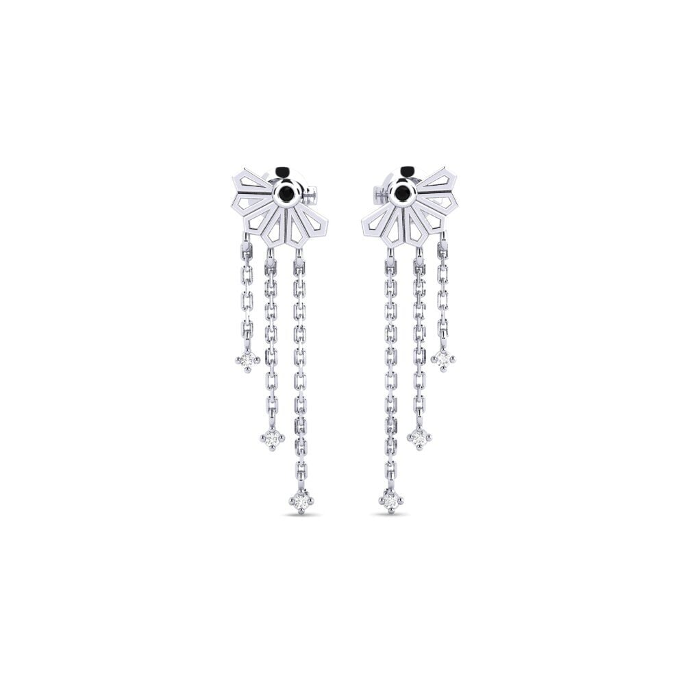 White Silver Black Sapphire Women's Earring Hiuchi