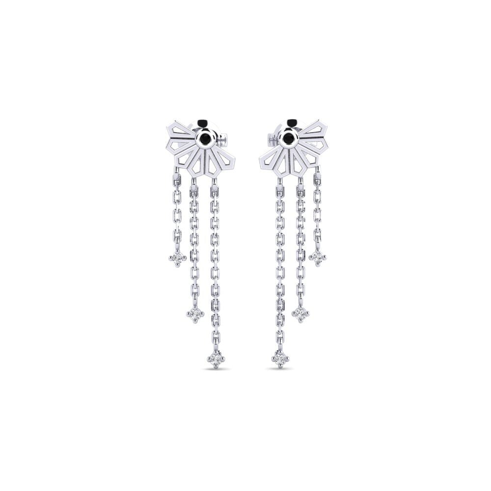 Plata 925 Diamante Negro Pendiente de mujer Hiuchi