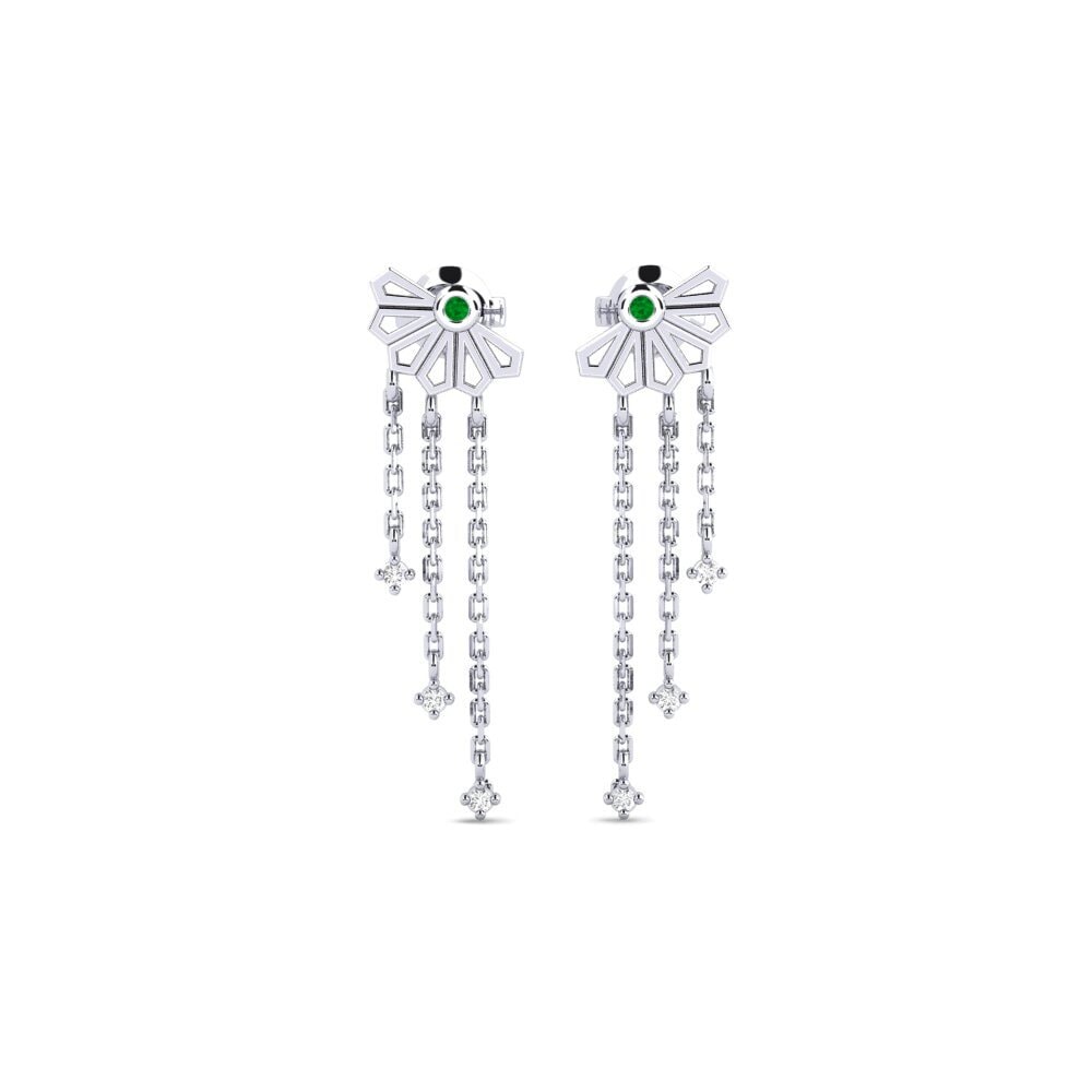 Plata 925 Esmeralda Pendiente de mujer Hiuchi