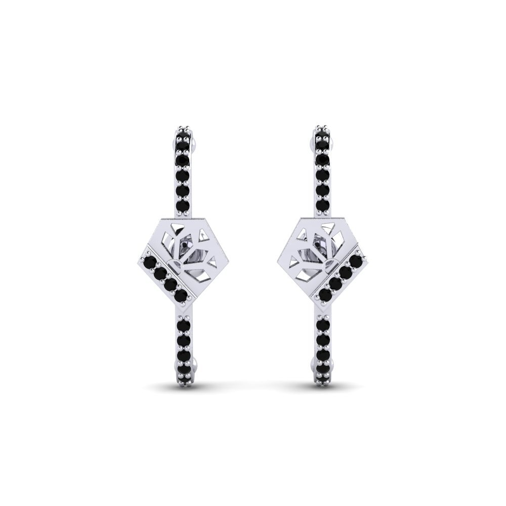 Plata 925 Diamante Negro Pendiente de mujer Huk