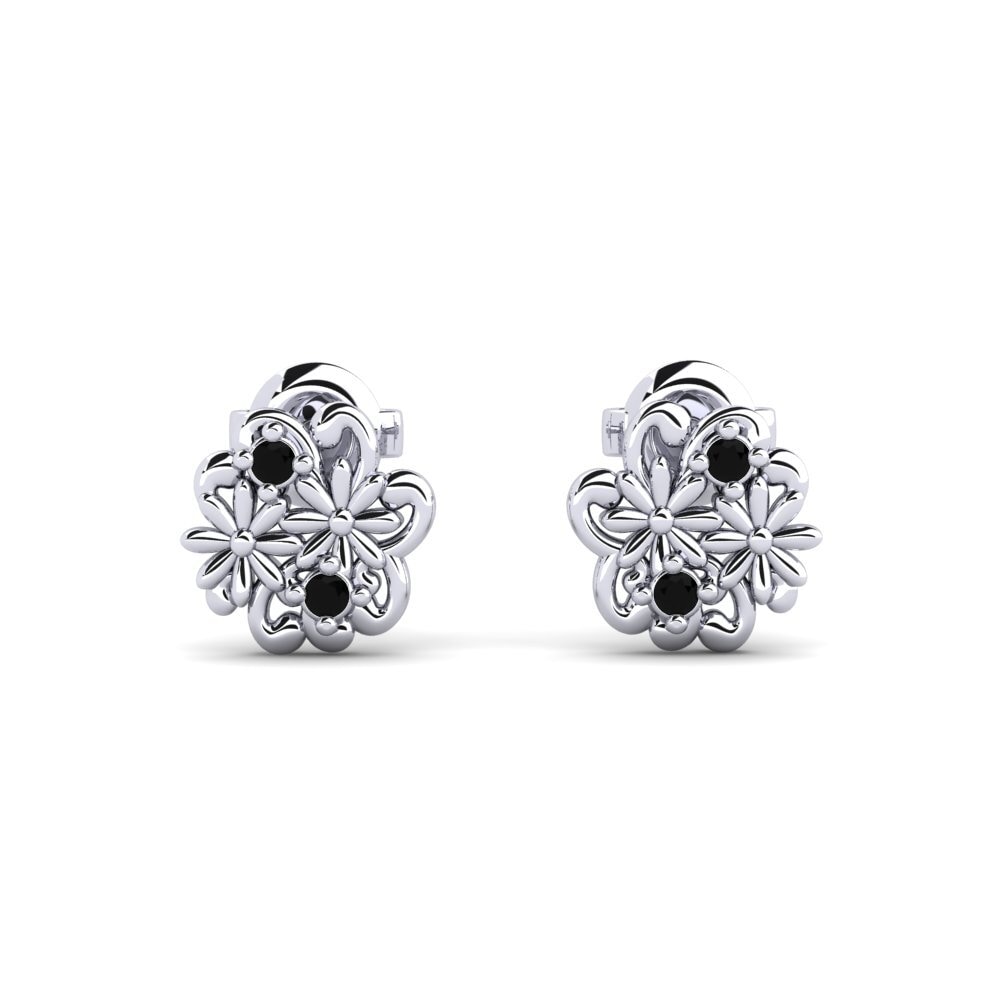 White Silver Black Sapphire Women's Earring Jarlsgatan
