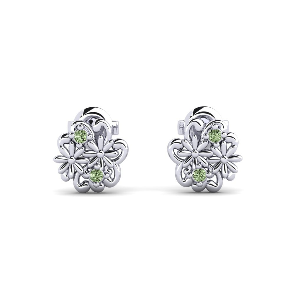 White Silver Green Diamond Women's Earring Jarlsgatan