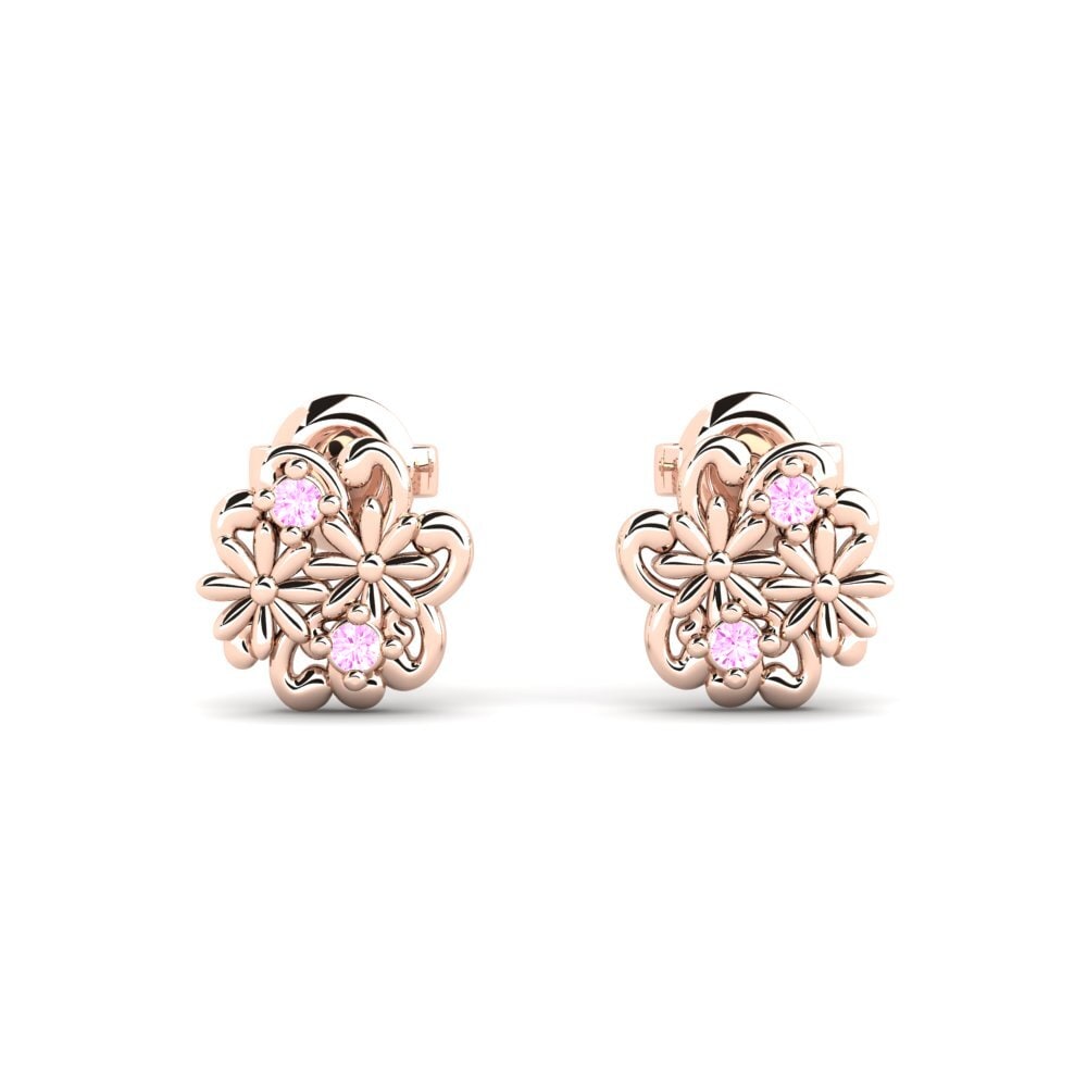 14k Oro Rosa Zafiro Rosado Pendiente de mujer Jarlsgatan