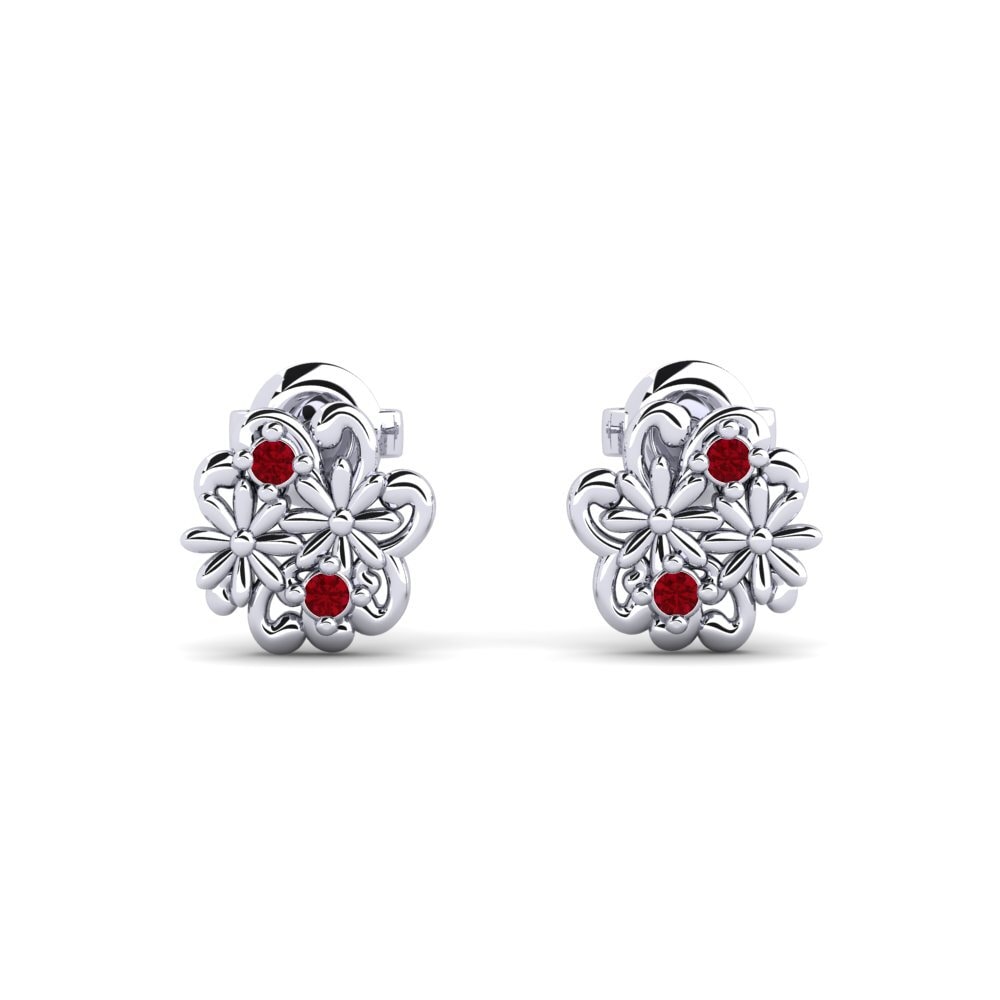 White Silver Red Zirconia Women's Earring Jarlsgatan
