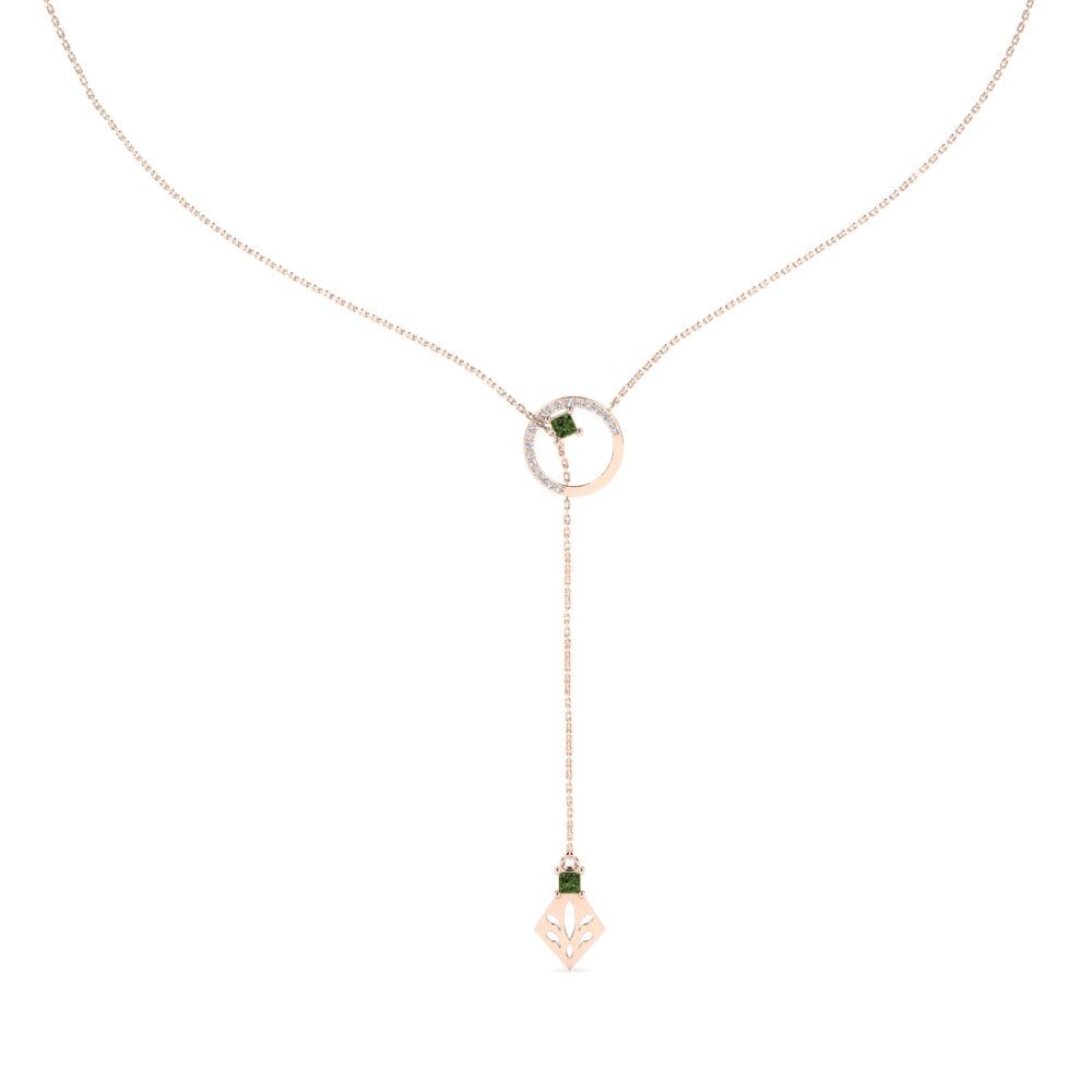 14k Oro Rosa Zafiro Verde Collar de Mujer Jeden