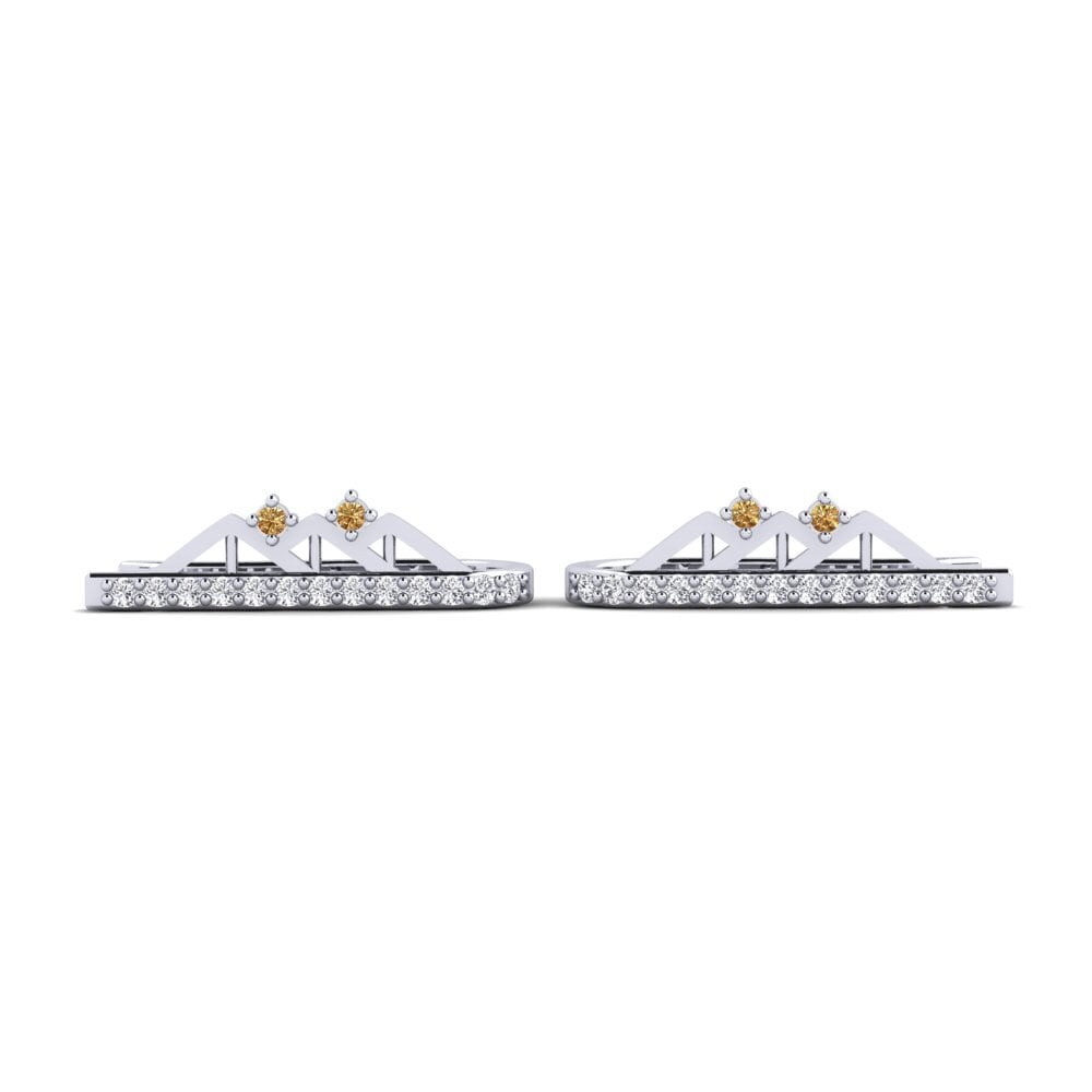 14k Oro Blanco Diamante café Pendiente de mujer Jekh