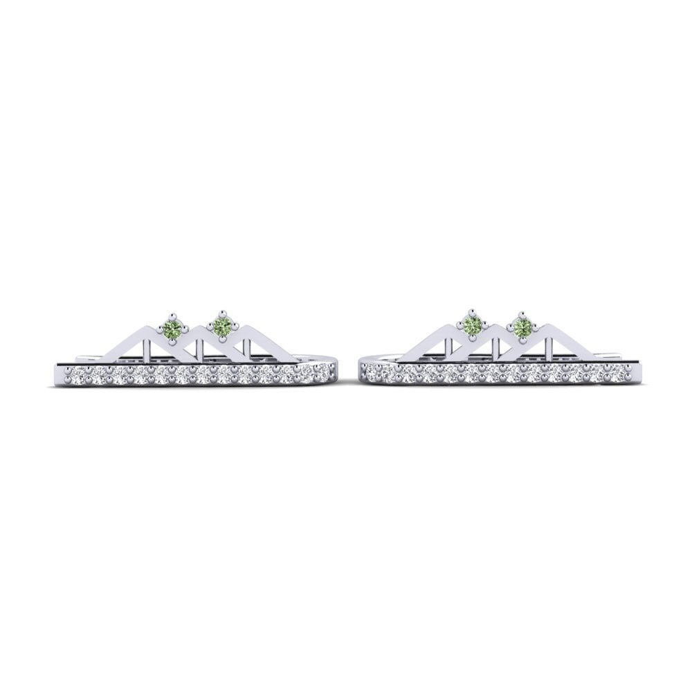 White Silver Green Diamond Women's Earring Jekh