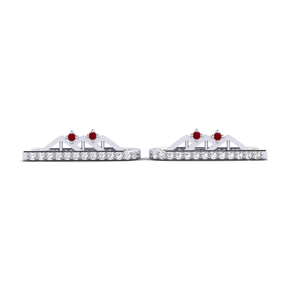 White Silver Red Zirconia Women's Earring Jekh