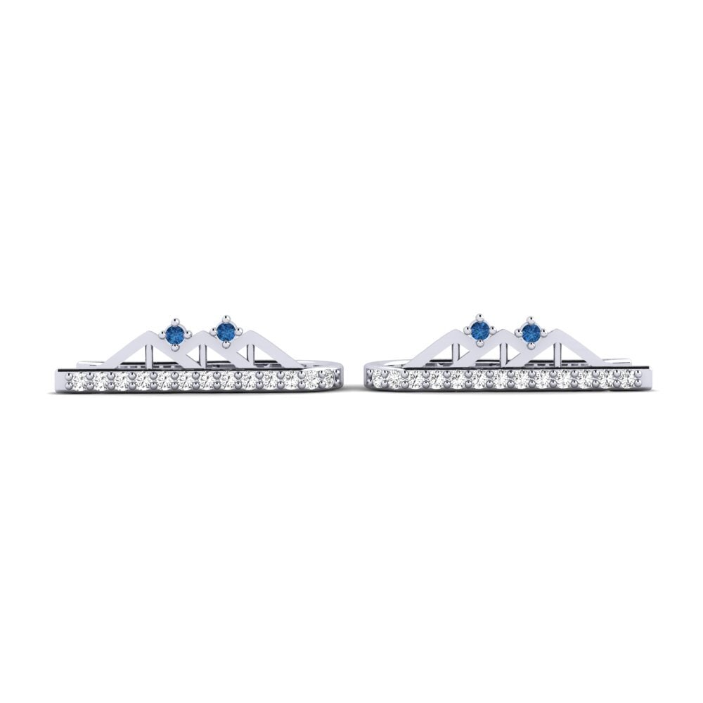 White Silver Dark Blue Zirconia Women's Earring Jekh