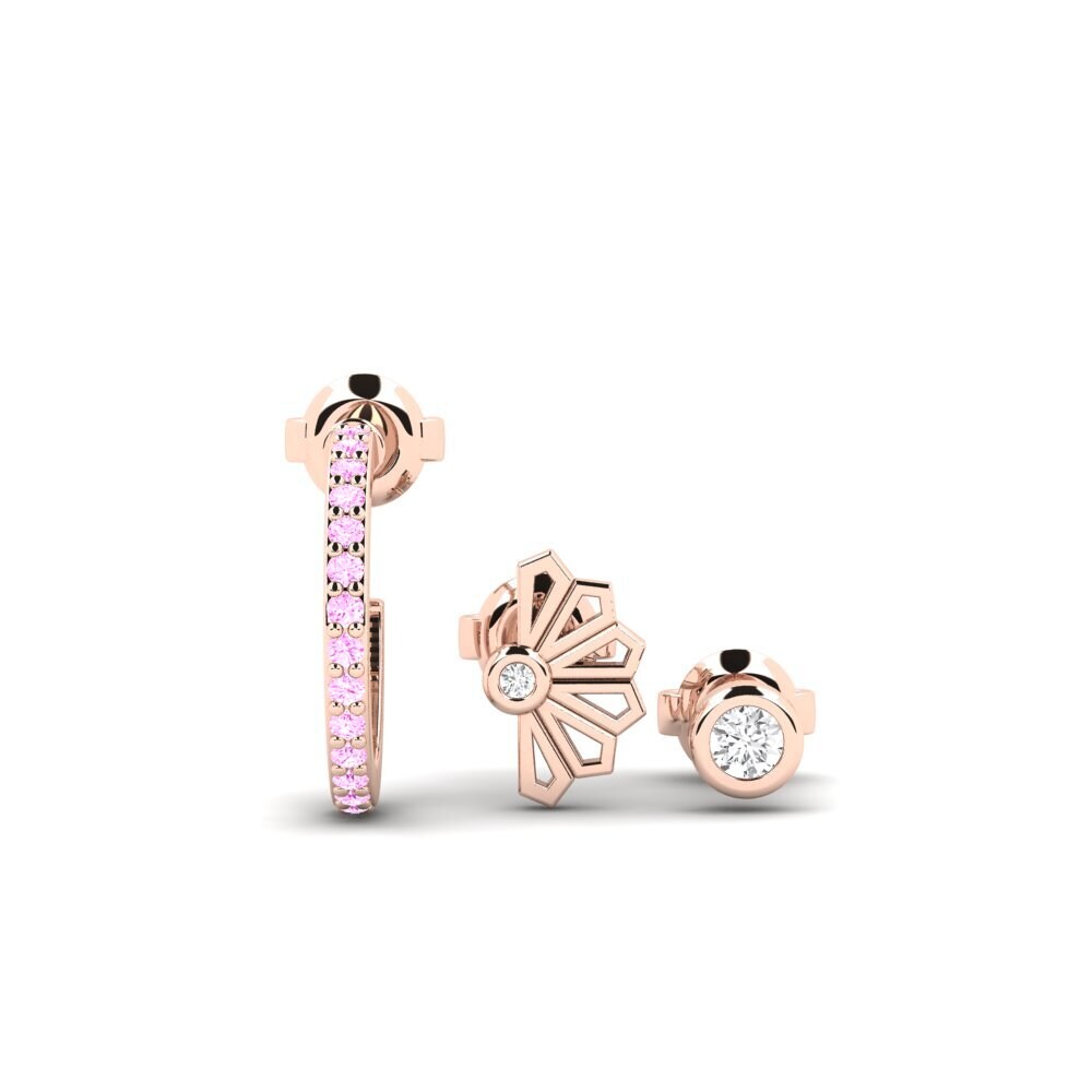 14k Oro Rosa Zafiro Rosado Pendiente de mujer Kaneshon - SET