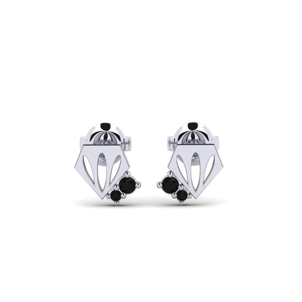 Plata 925 Diamante Negro Pendiente de mujer Kapia