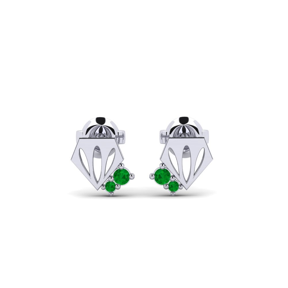 Plata 925 Esmeralda Pendiente de mujer Kapia