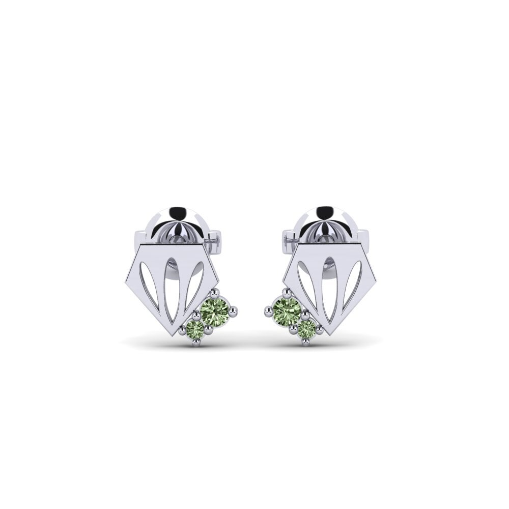 White Silver Green Diamond Women's Earring Kapia