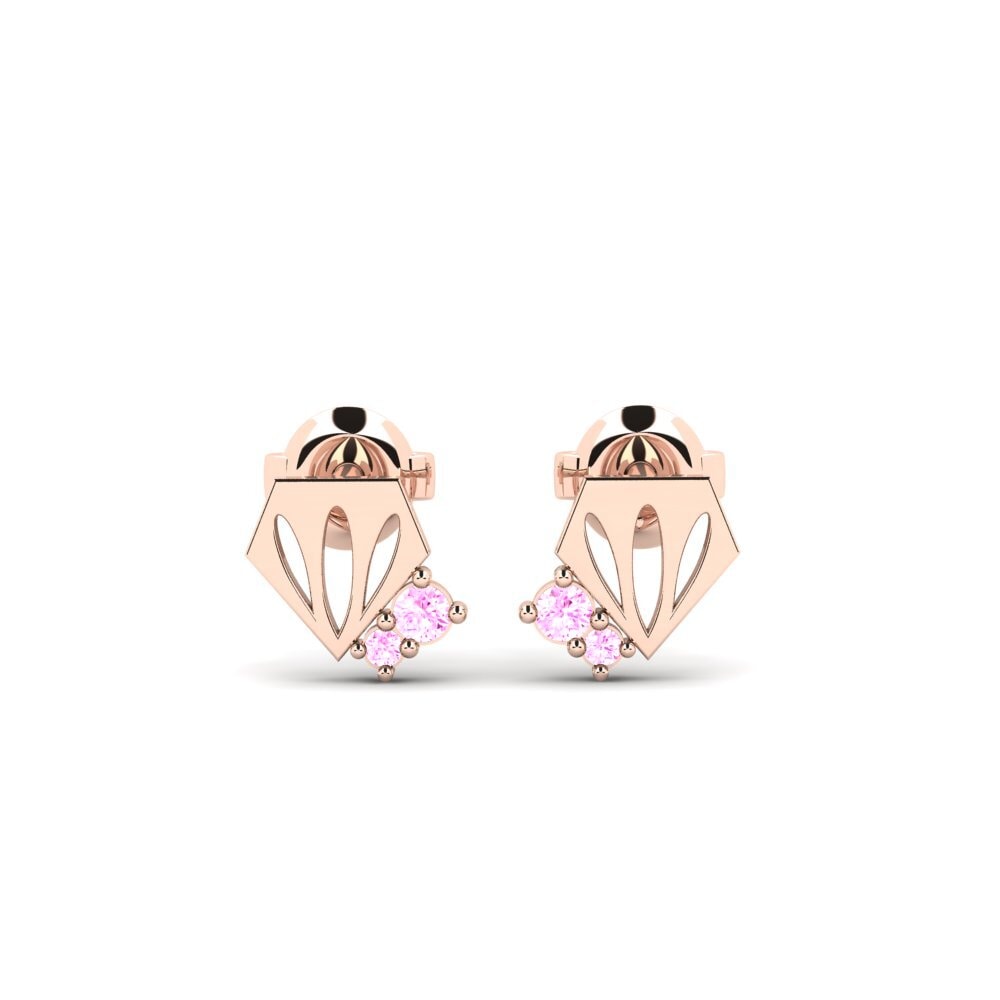 14k Oro Rosa Zafiro Rosado Pendiente de mujer Kapia