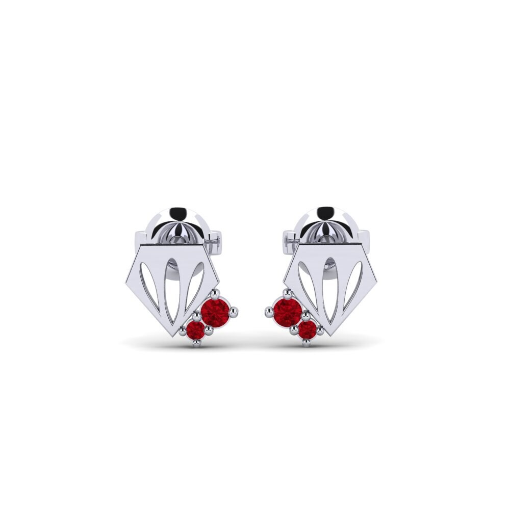 White Silver Red Zirconia Women's Earring Kapia