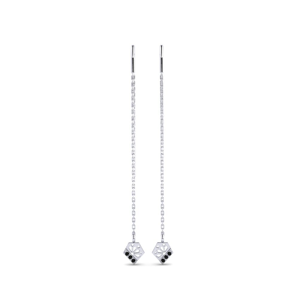 White Silver Black Sapphire Women's Earring Kimwe