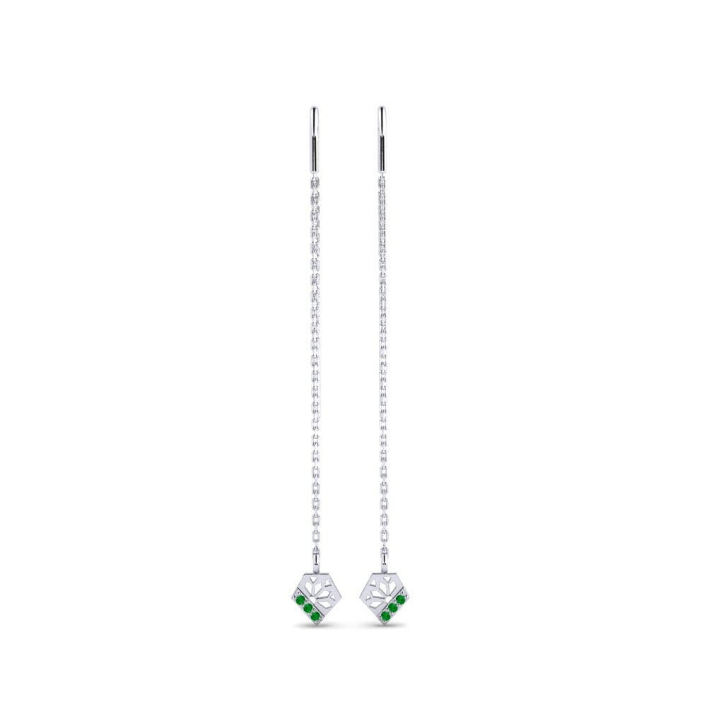 Plata 925 Esmeralda Pendiente de mujer Kimwe