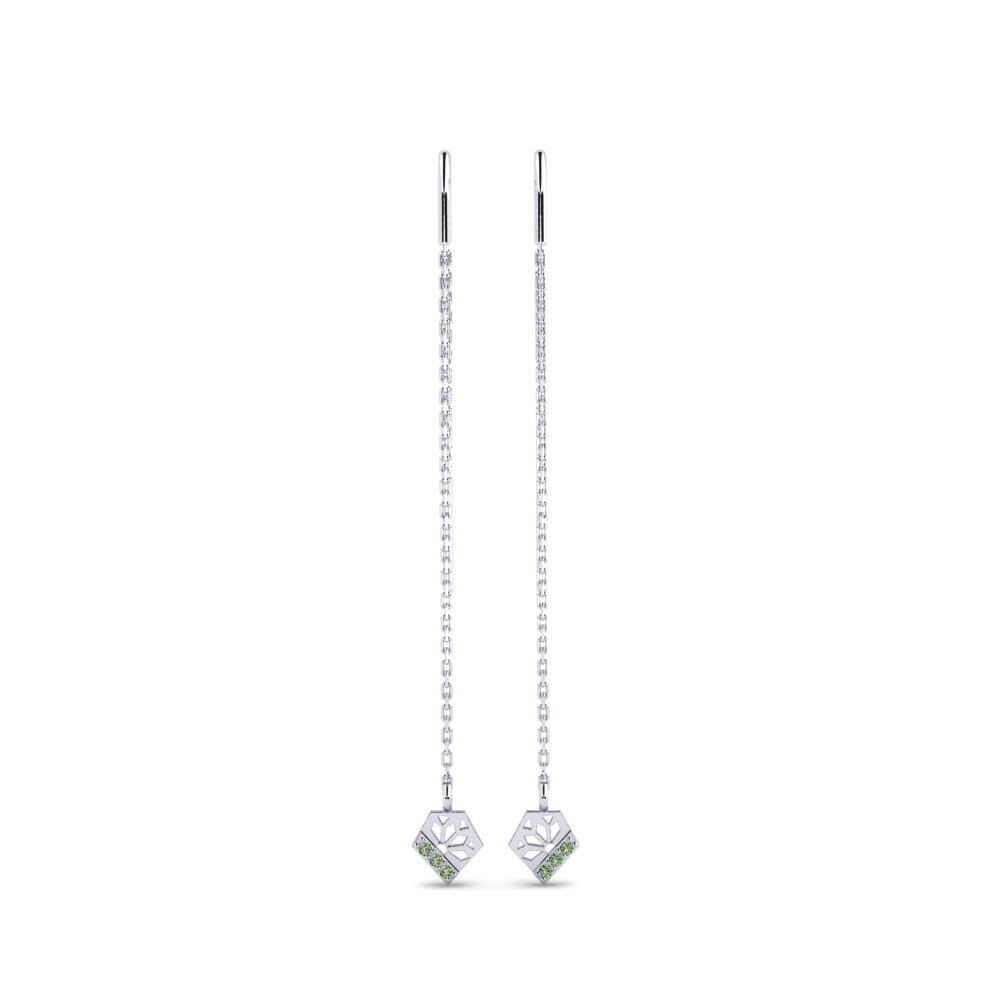 White Silver Green Diamond Women's Earring Kimwe