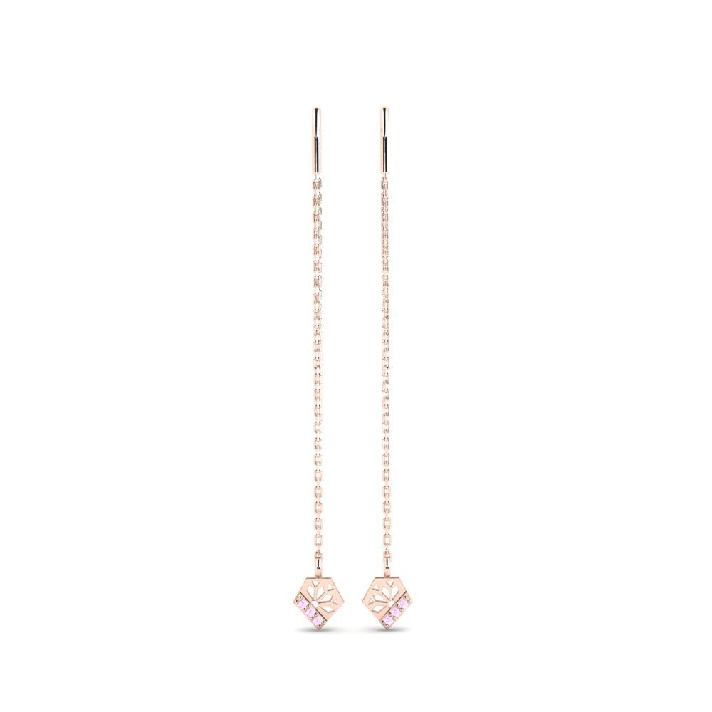 14k Oro Rosa Zafiro Rosado Pendiente de mujer Kimwe