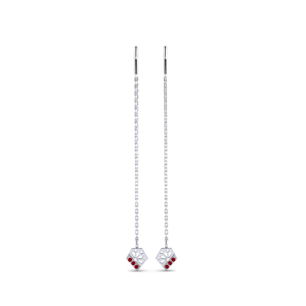 White Silver Red Zirconia Women's Earring Kimwe