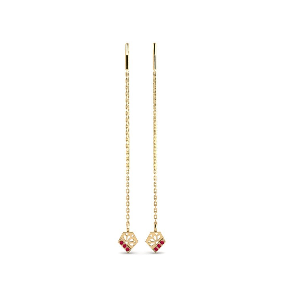 14ct Yellow Gold Ruby Women's Earring Kimwe