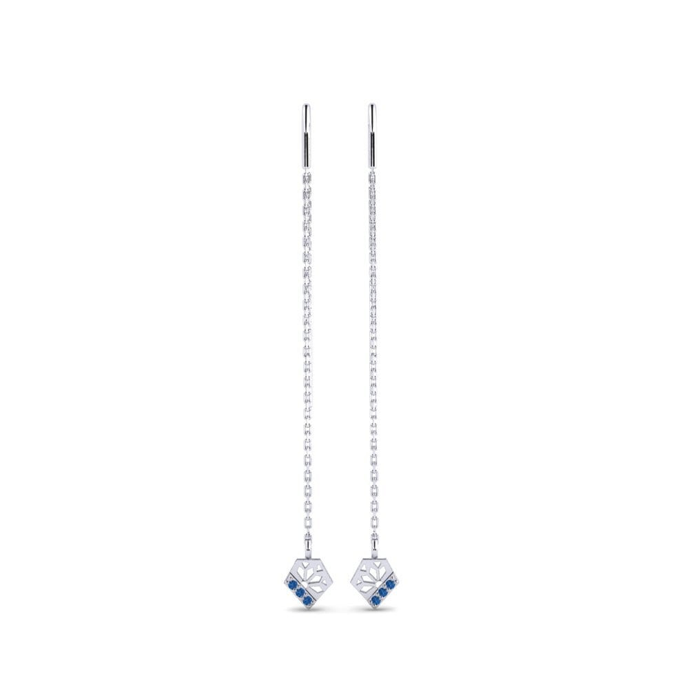 White Silver Dark Blue Zirconia Women's Earring Kimwe
