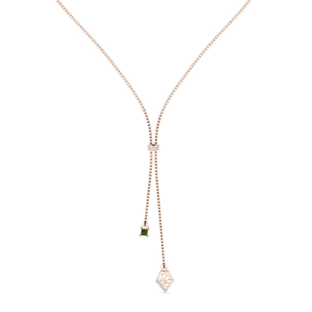 14k Oro Rosa Zafiro Verde Collar de Mujer Kitoko