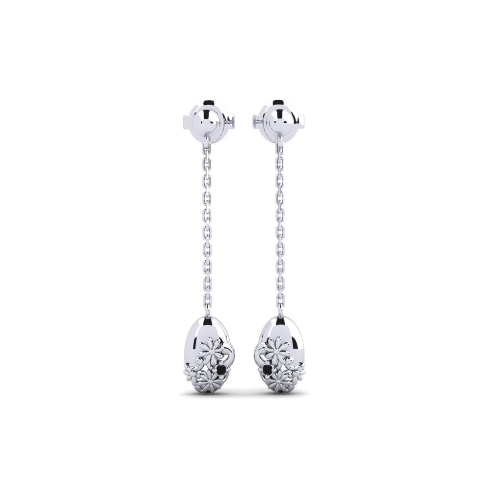 White Silver Black Sapphire Women's Earring Klarabergs