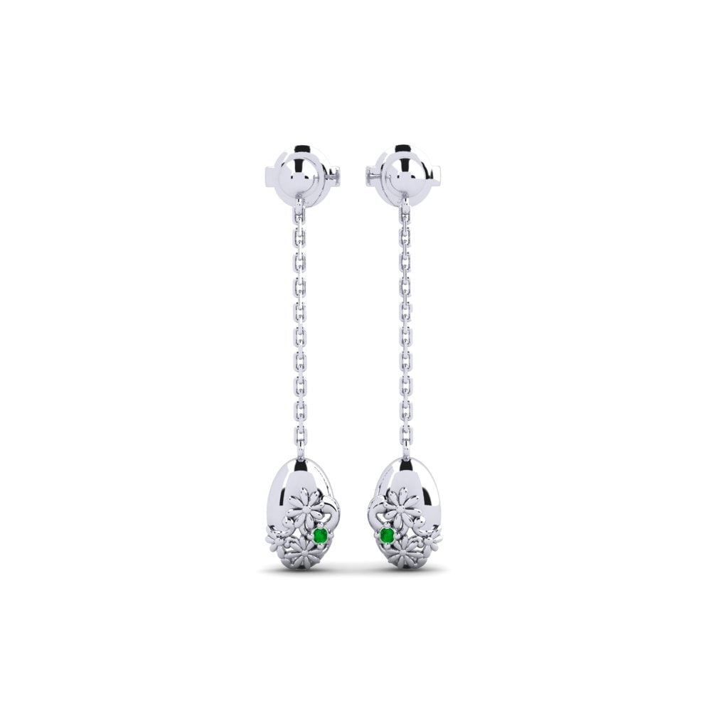 Plata 925 Esmeralda Pendiente de mujer Klarabergs