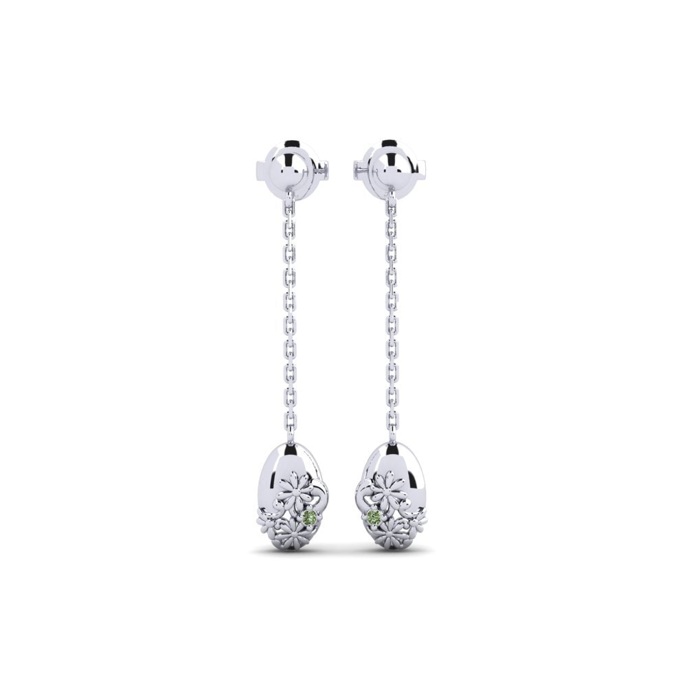White Silver Green Diamond Women's Earring Klarabergs