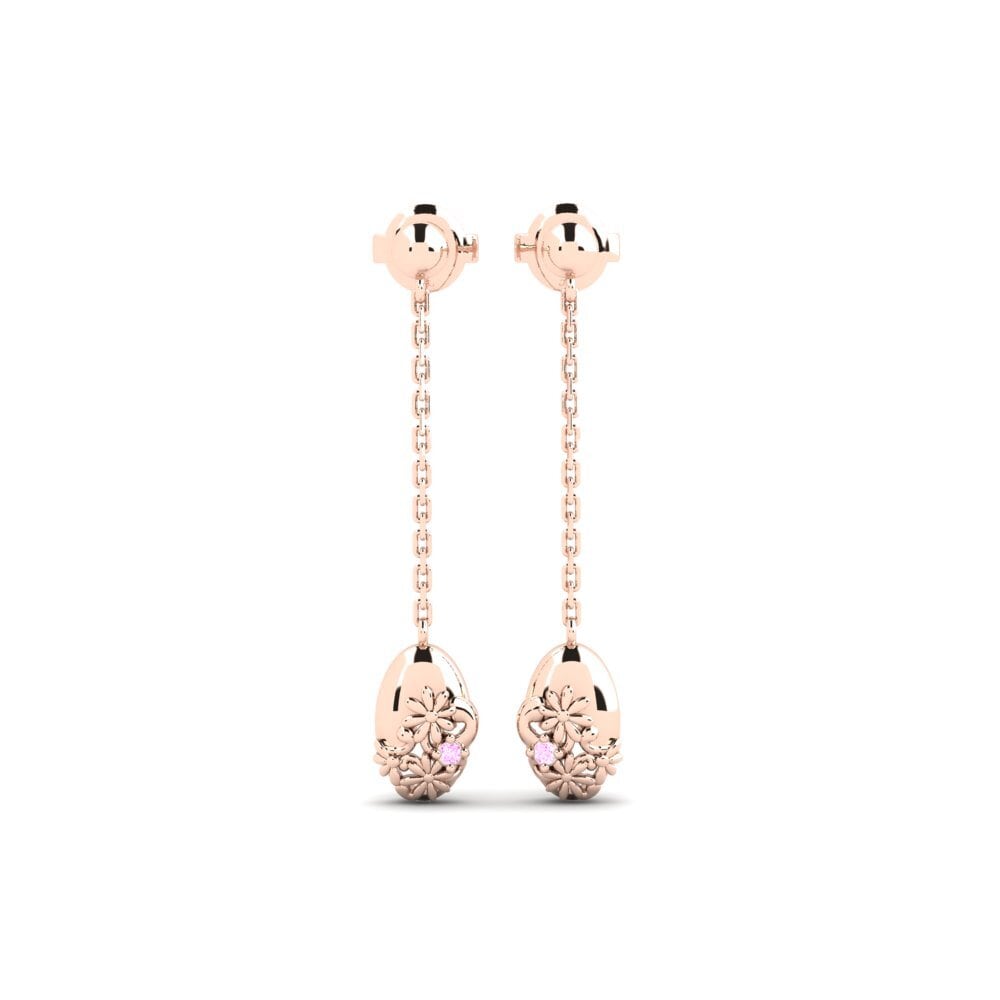 14k Oro Rosa Zafiro Rosado Pendiente de mujer Klarabergs