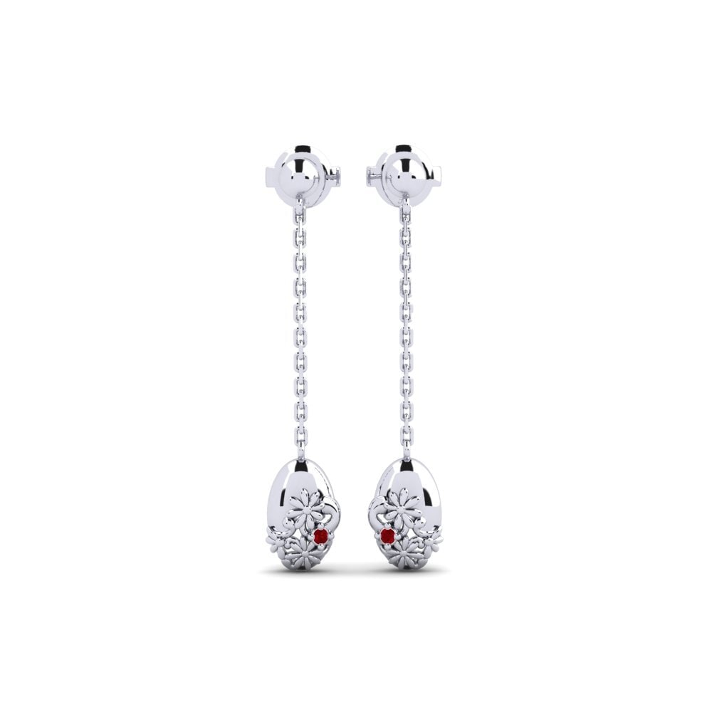 White Silver Red Zirconia Women's Earring Klarabergs