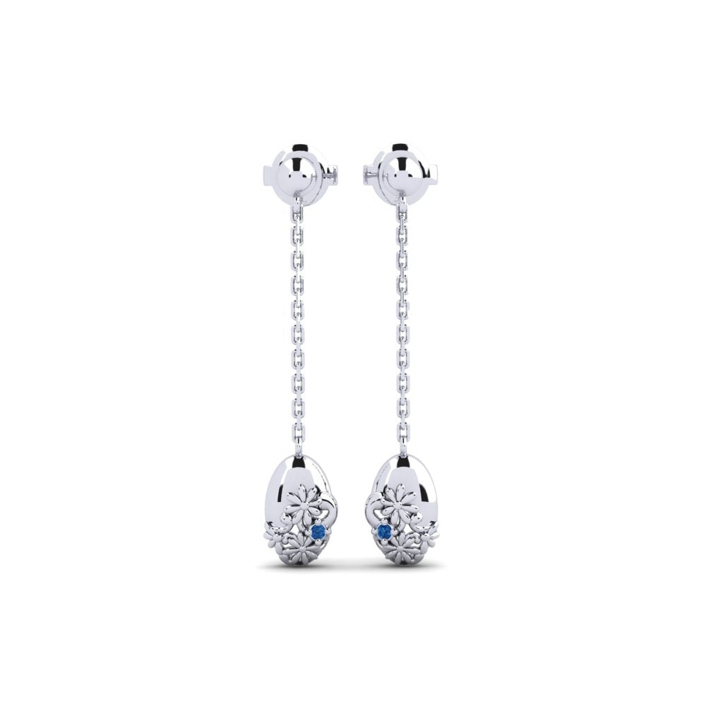 White Silver Dark Blue Zirconia Women's Earring Klarabergs