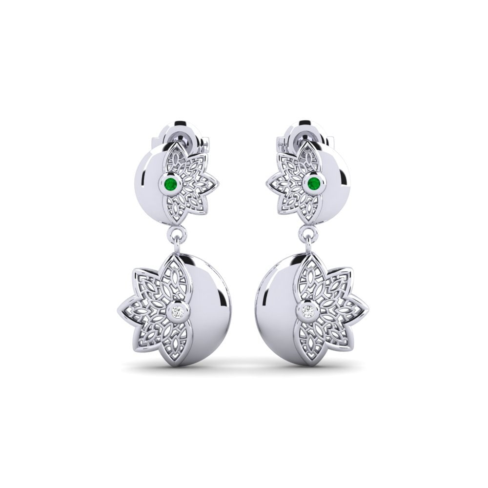 Plata 925 Esmeralda Pendiente de mujer Kolmatargrand