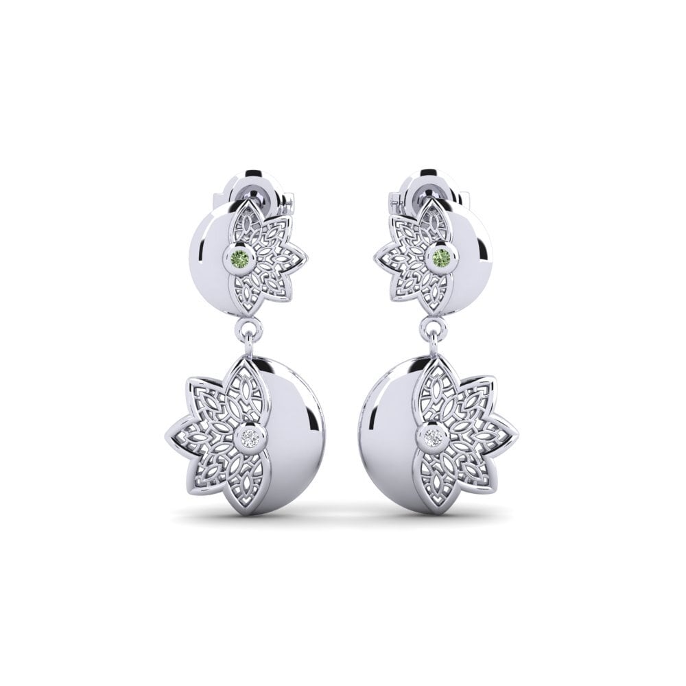 White Silver Green Diamond Women's Earring Kolmatargrand