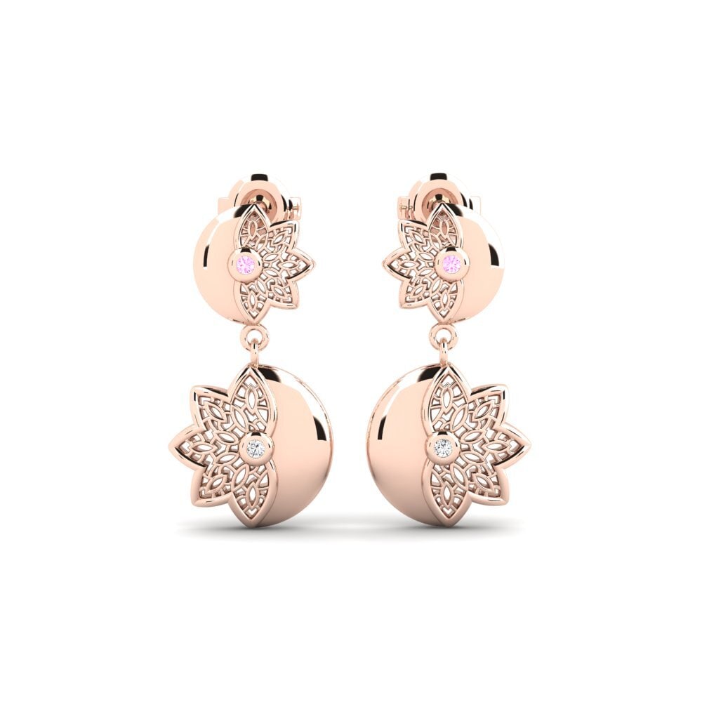 14k Oro Rosa Zafiro Rosado Pendiente de mujer Kolmatargrand