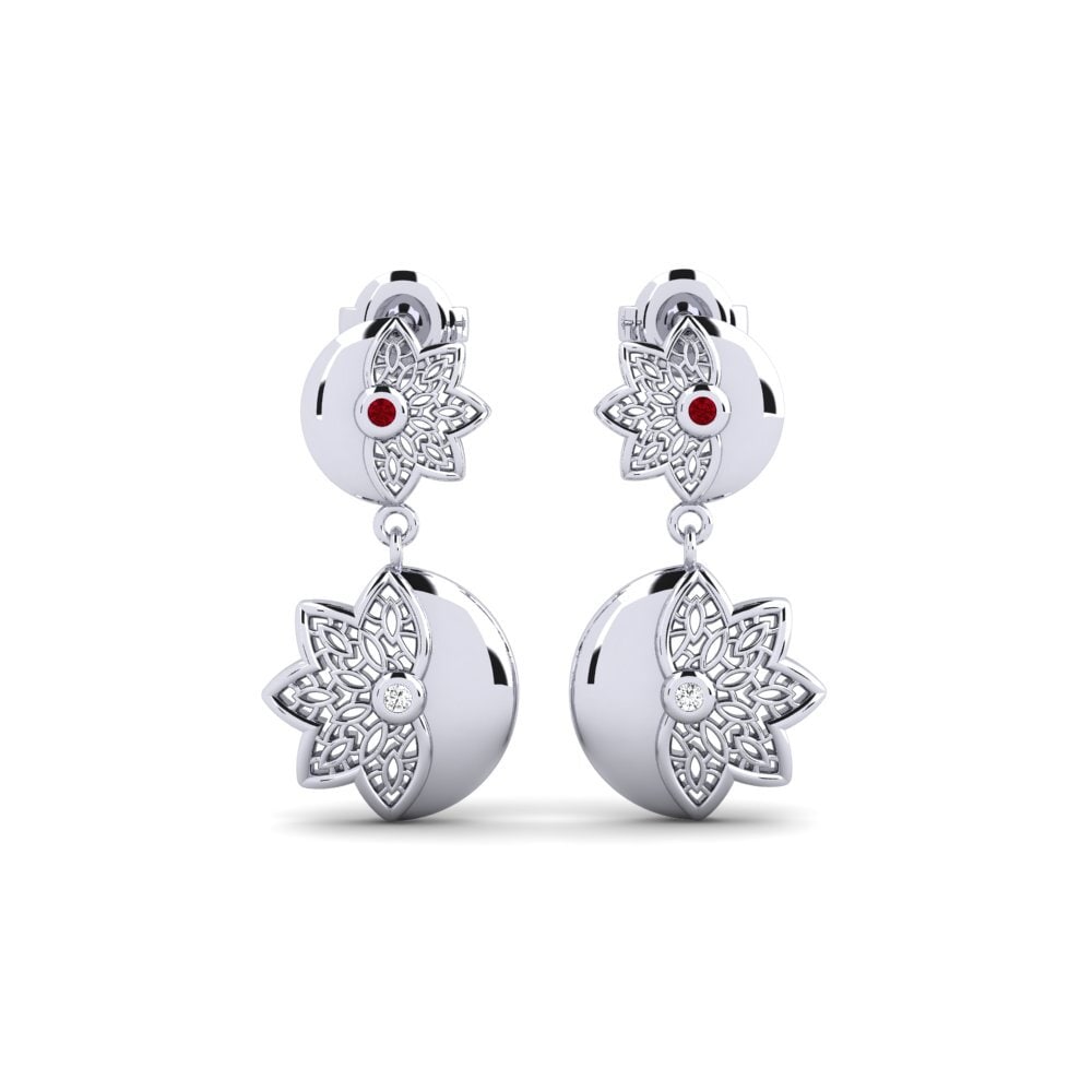 White Silver Red Zirconia Women's Earring Kolmatargrand