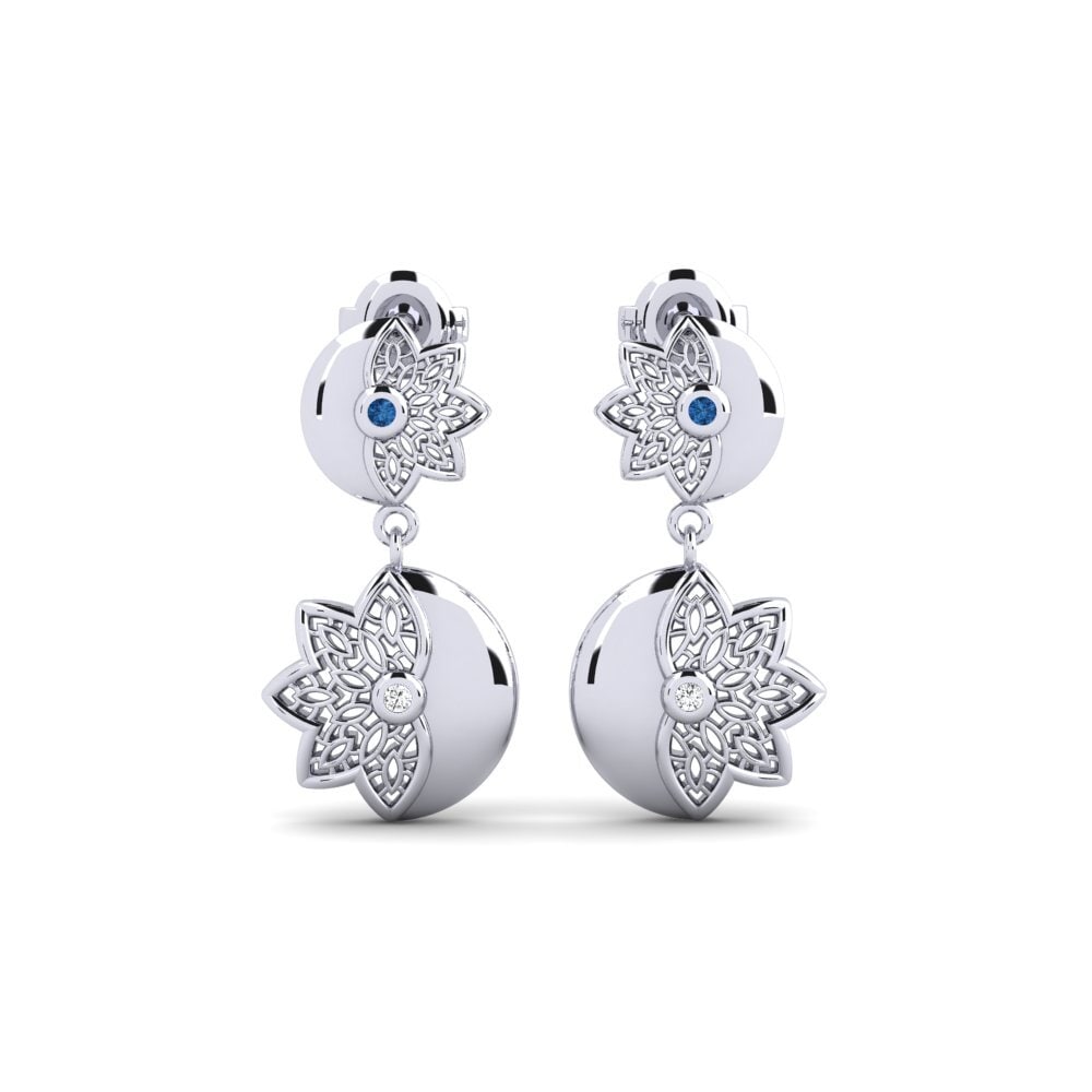 White Silver Dark Blue Zirconia Women's Earring Kolmatargrand