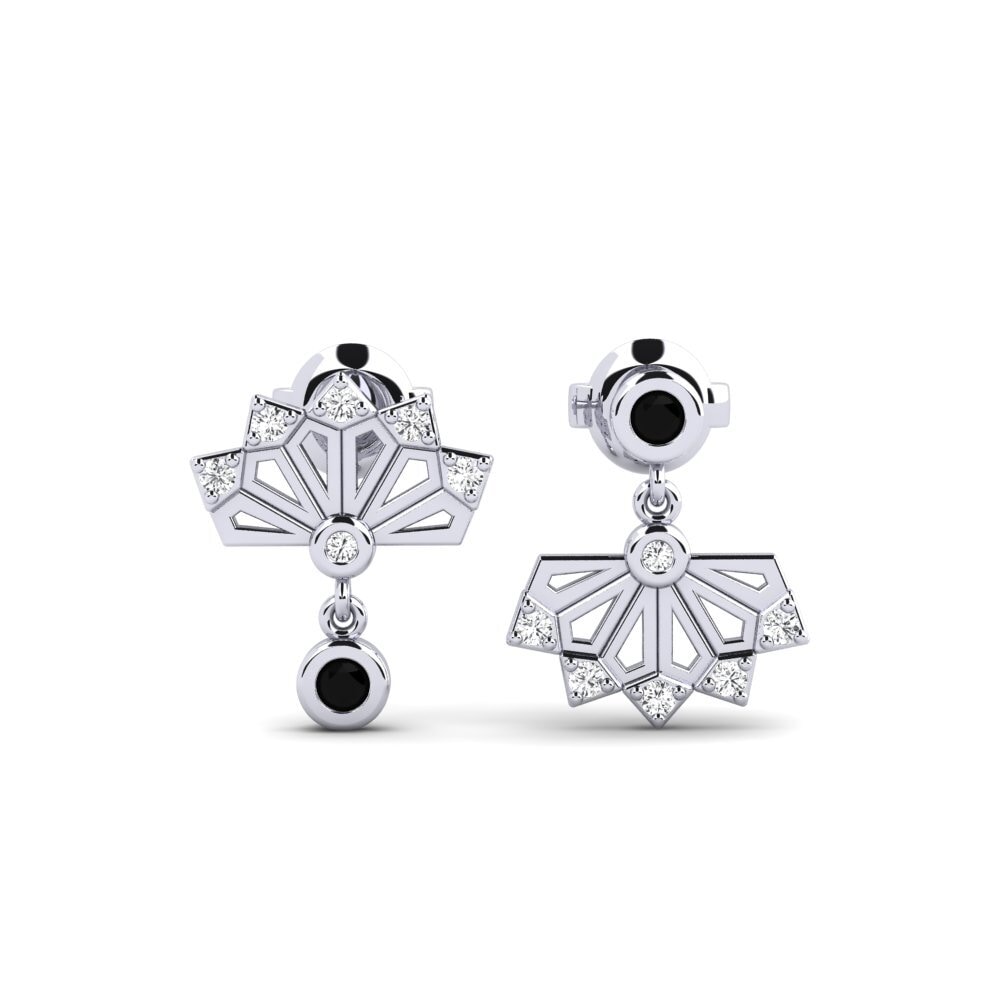 White Silver Black Sapphire Women's Earring Kosumosu