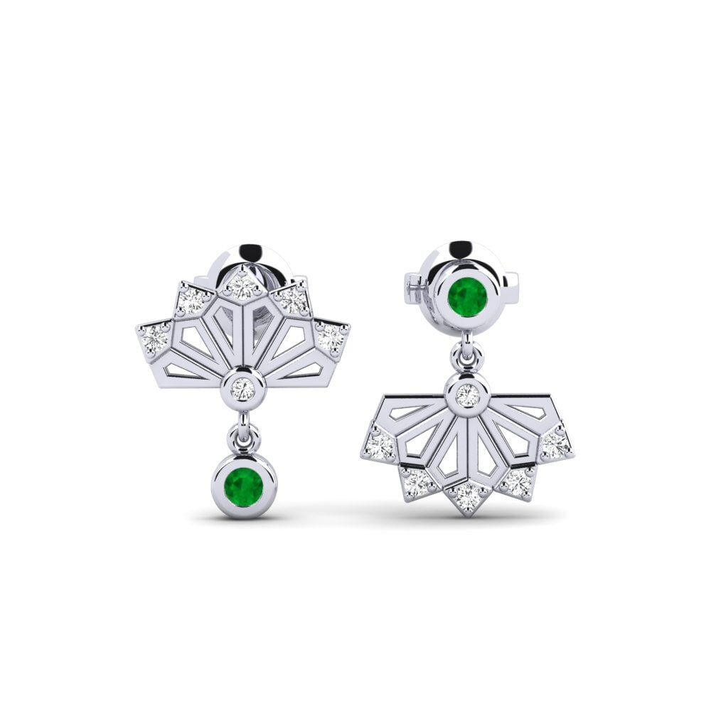 Plata 925 Esmeralda Pendiente de mujer Kosumosu