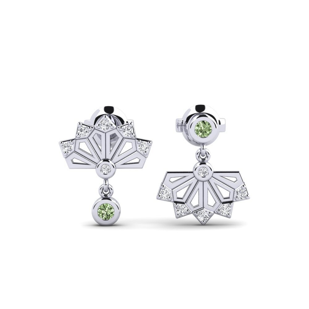White Silver Green Diamond Women's Earring Kosumosu