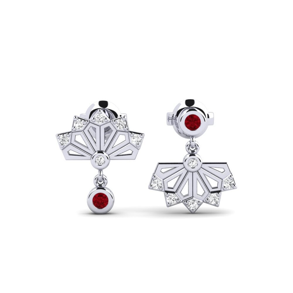 White Silver Red Zirconia Women's Earring Kosumosu
